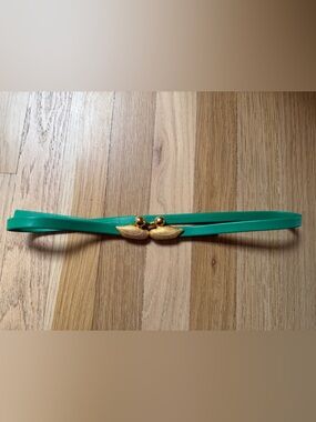 Vintage Dotty Smith Green Slim Women’s Belt with Gold Duck Accent